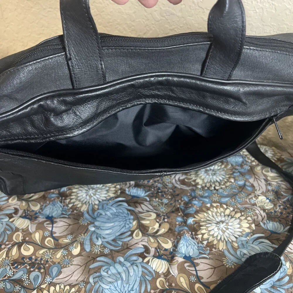 JOURDAN (Vintage) Black Leather Nylon Laptop Messenger Shoulder Bag Carry Case